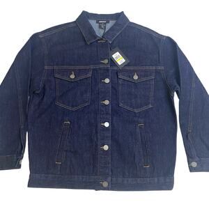 DKNY denim blue Jean jacket women’s M vintagecut  biker grunge classic punk rock